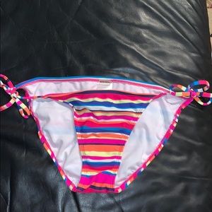 Multi color stripe bikini side tie bottoms, S